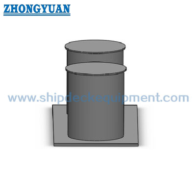 Bollard in acciaio a doppio bicchiere con base stretta.