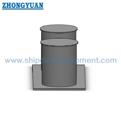 Bollard in acciaio a doppio bicchiere con base stretta.